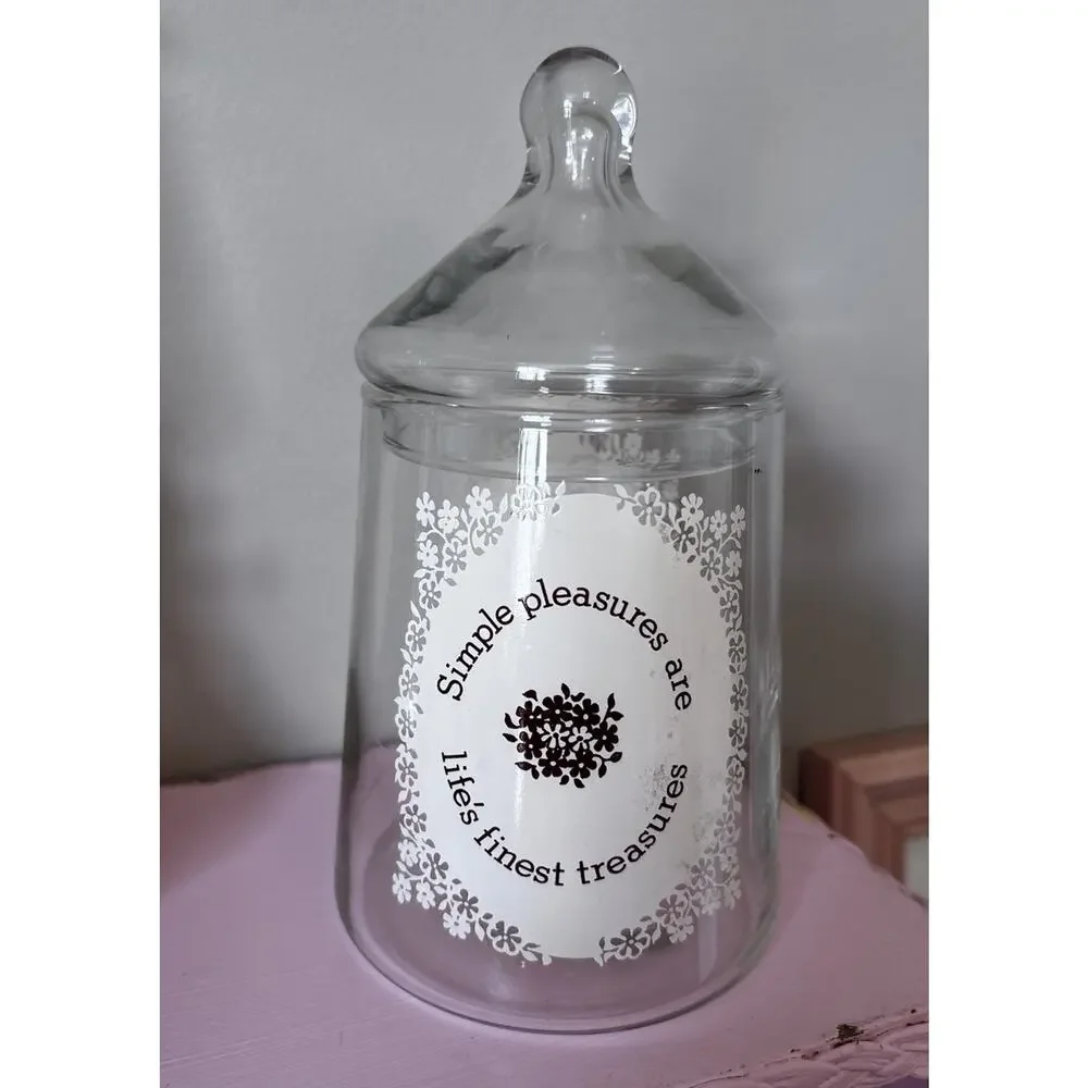 Vintage Holly Hobbie Glass Candy Tea Jar Cansiter Lid American Greetings